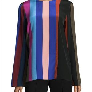 Diane von Furstenberg DVF Carson Silk Striped Top